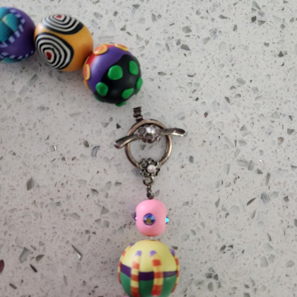 Karyn Kozak Polymer Clay Multicolor Handcrafted Beaded Women’s Necklace - Picture 15 of 15